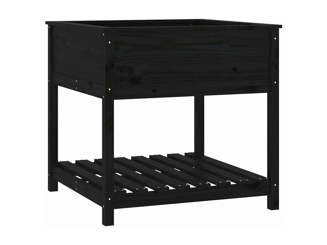 Jardinière avec étagère Noir 82,5x82,5x81 Bois massif de pin