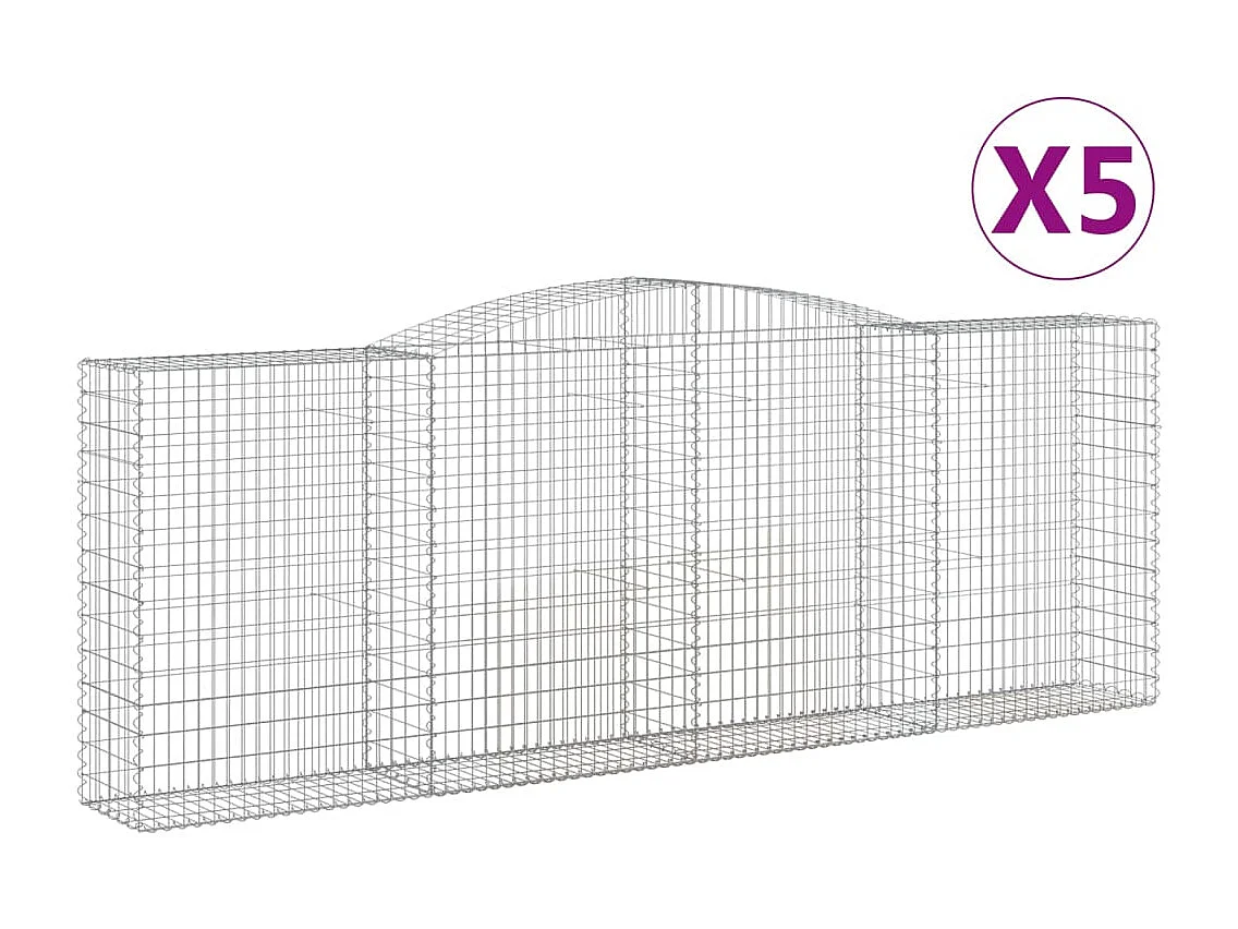Paniers à gabions arqués 5 pcs 400x50x140-160 Fer galvanisé
