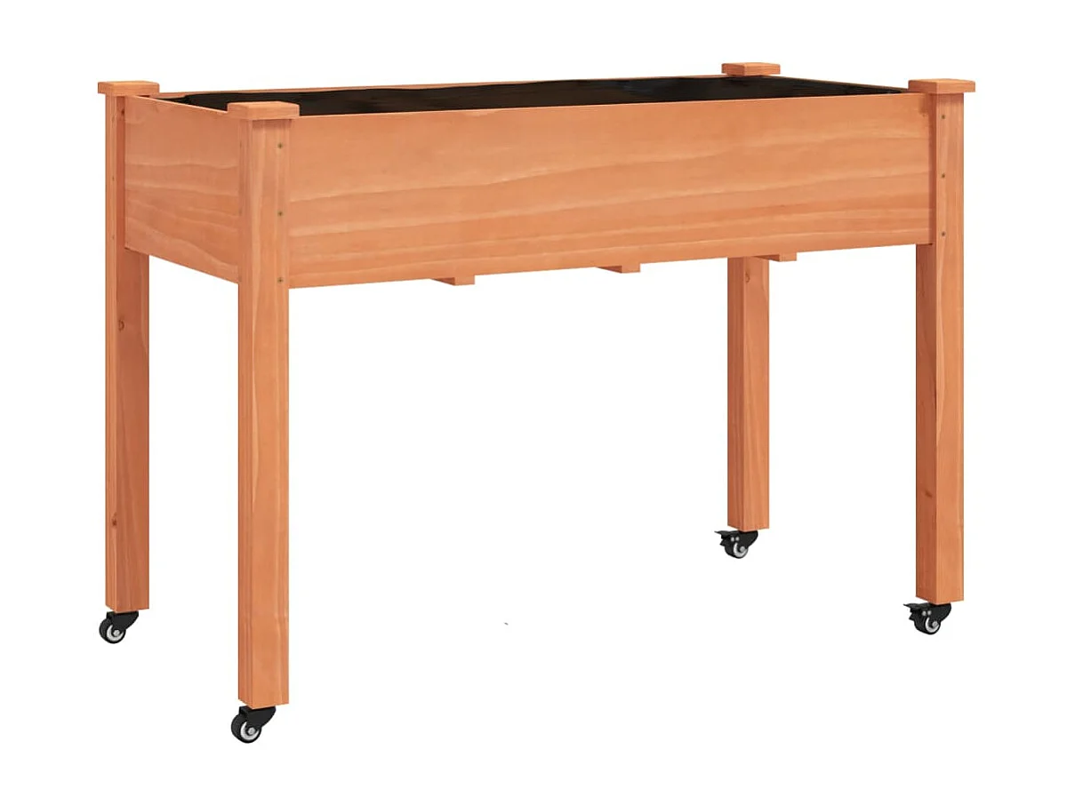 Jardinière sur roues avec doublure brun 118x59x80 bois sapin