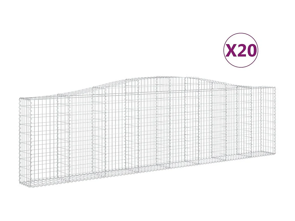 Paniers à gabions arqués 20 pcs 400x30x100-120 Fer galvanisé