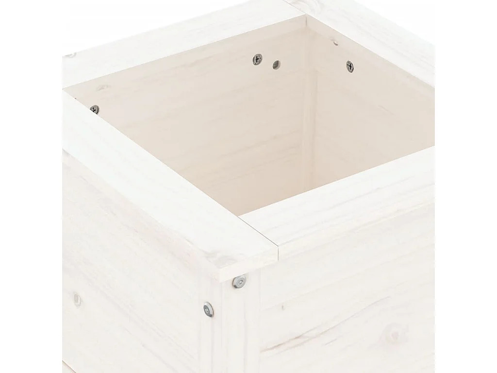Jardinière blanc 40x40x39 bois massif de pin