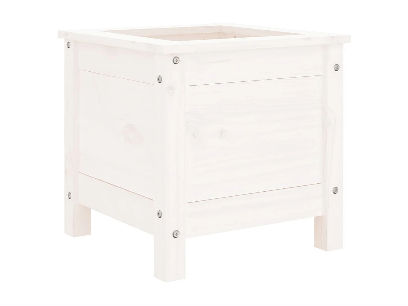 Jardinière blanc 40x40x39 bois massif de pin