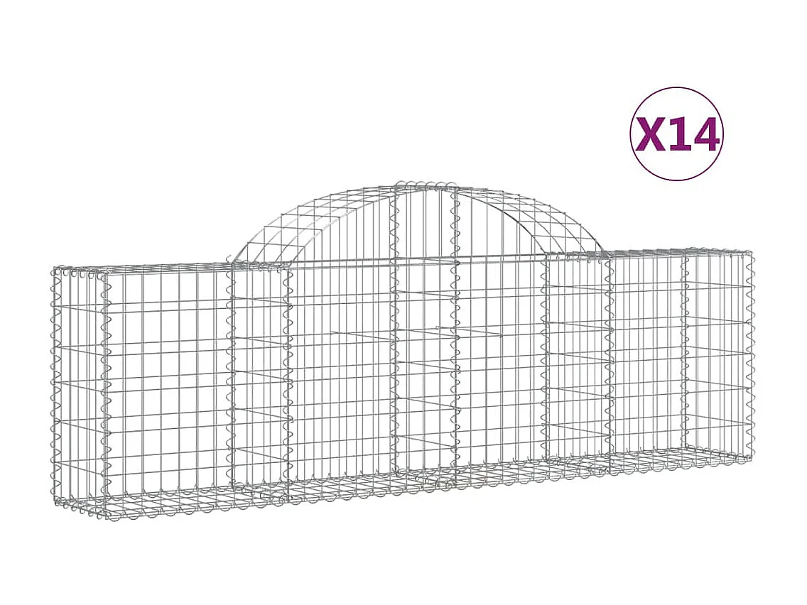 Paniers à gabions arqués 14 pcs 200x30x60-80 Fer galvanisé