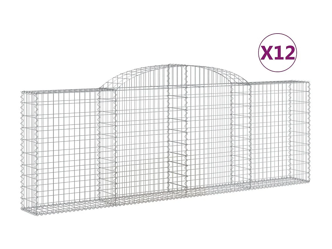 Paniers à gabions arqués 12 pcs 300x30x100-120 fer galvanisé