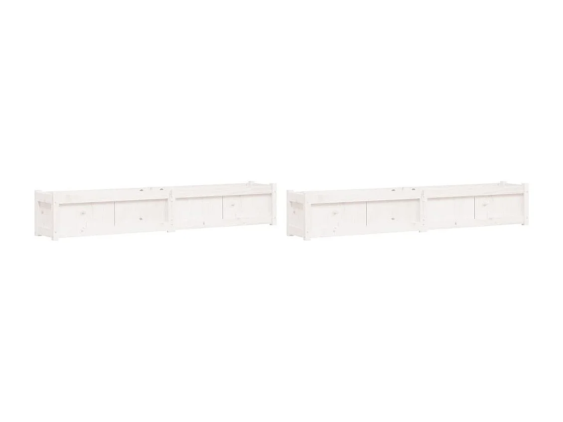 Jardinières 2 pcs blanc bois de pin massif