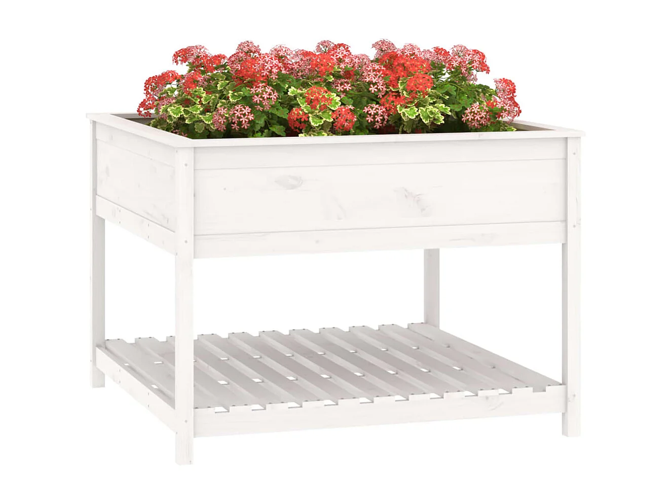 Jardinière et étagère Blanc 111,5x111,5x81 Bois massif de pin