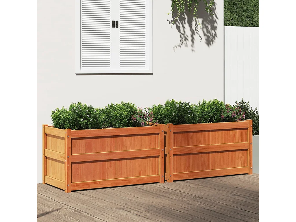 Jardinières 2 pcs marron bois de pin massif