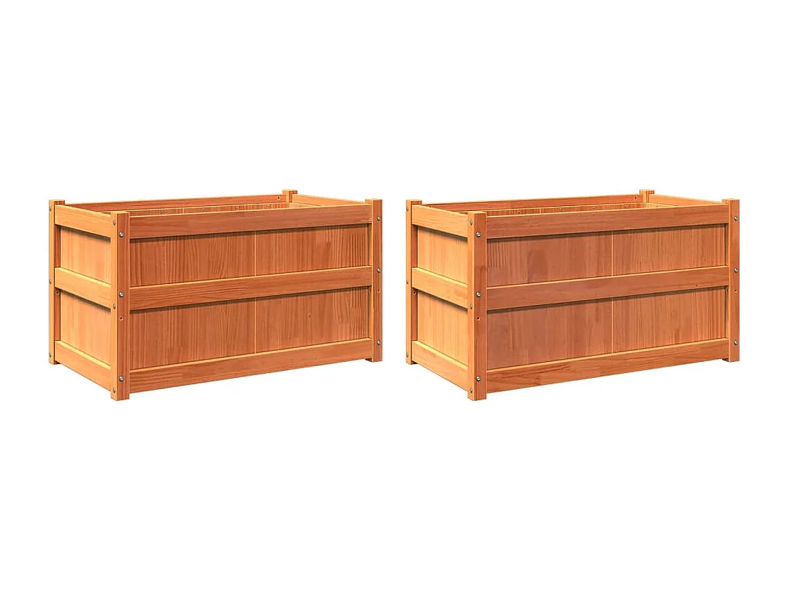 Jardinières 2 pcs marron bois de pin massif