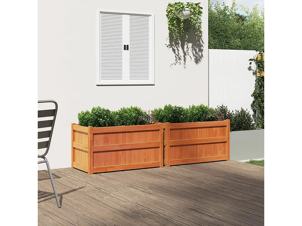 Jardinières 2 pcs marron bois de pin massif