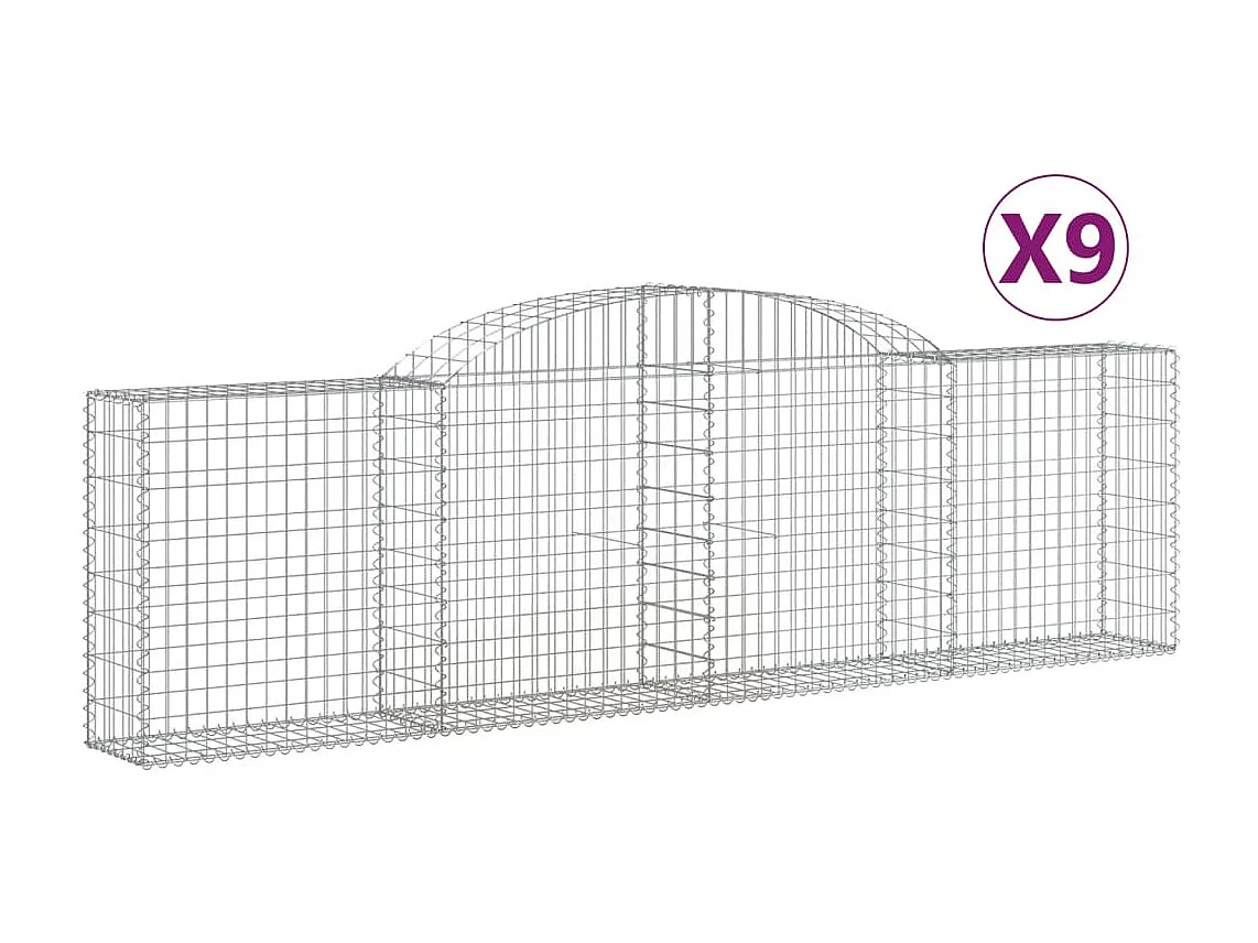Paniers à gabions arqués 9 pcs 300x30x80-100 fer galvanisé