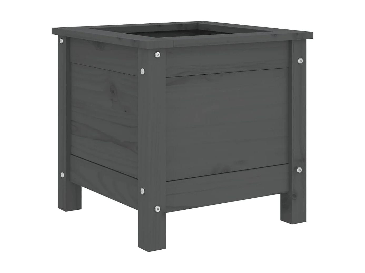 Jardinière gris 40x40x39 bois massif de pin