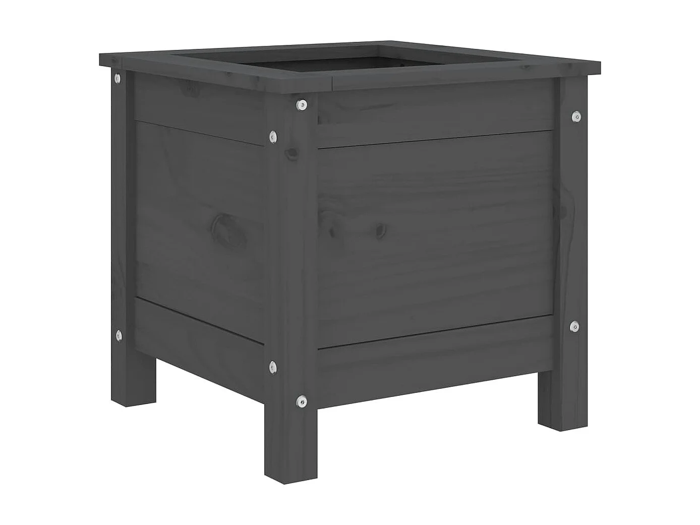 Jardinière gris 40x40x39 bois massif de pin