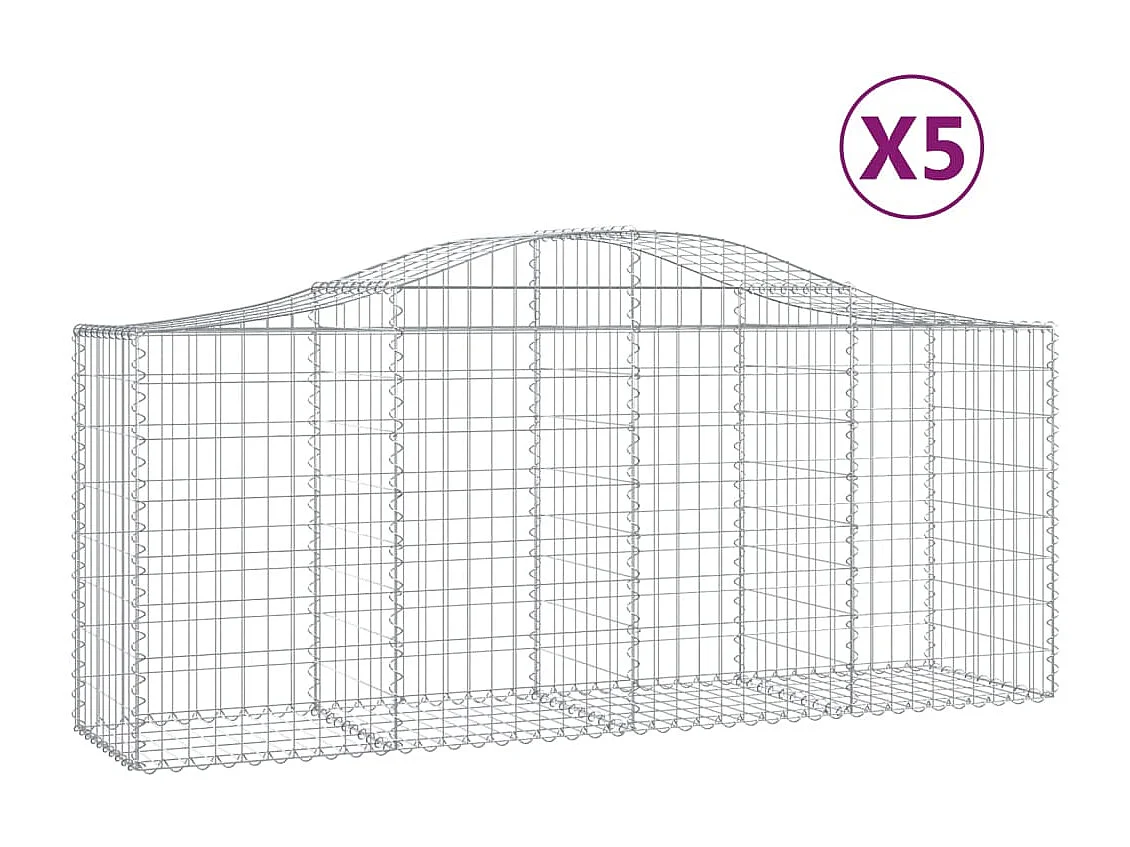 Paniers à gabions arqués 5 pcs 200x50x80-100 Fer galvanisé