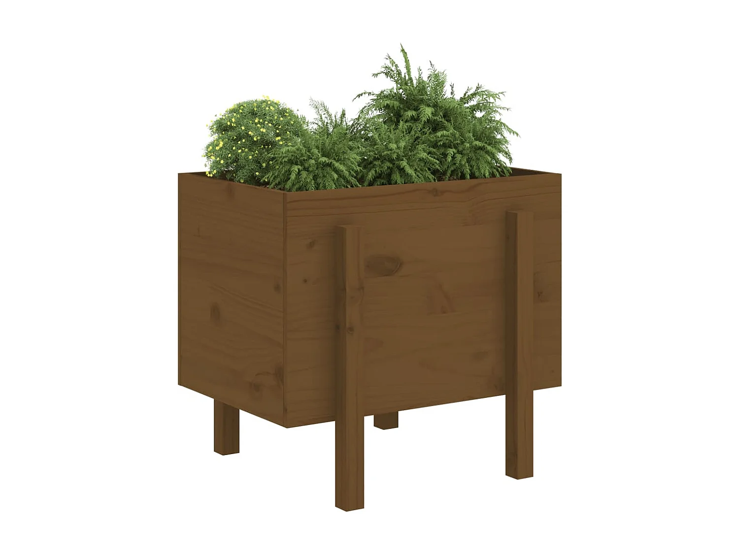 Jardinière marron miel 62x50x57 bois massif de pin