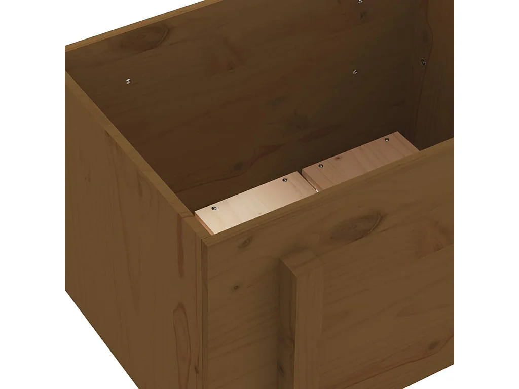 Jardinière marron miel 62x50x57 bois massif de pin
