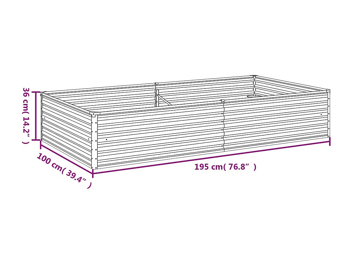 Lit surélevé de jardin 195x100x36 acier corten