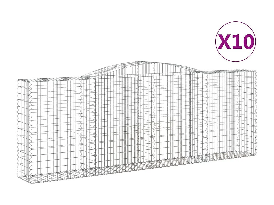 Paniers à gabions arqués 10 pcs 400x50x140-160 Fer galvanisé