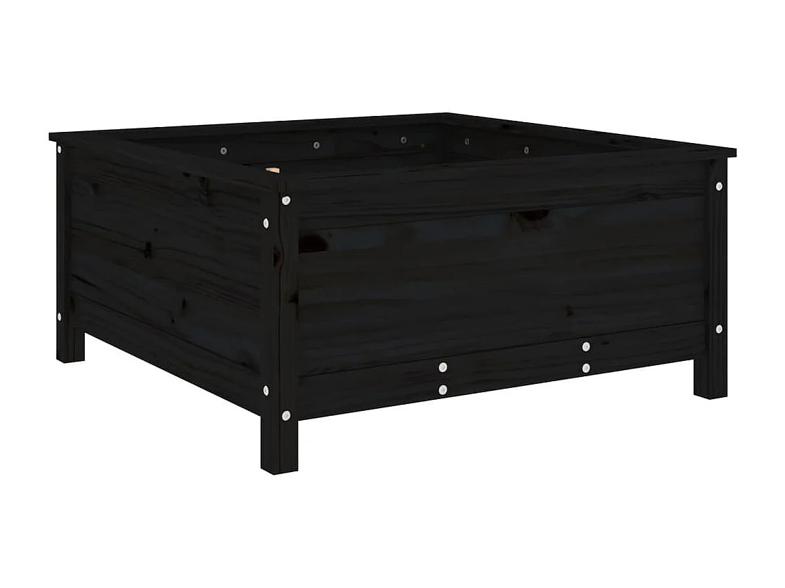 Jardinière noir 82,5x82,5x39 bois massif de pin