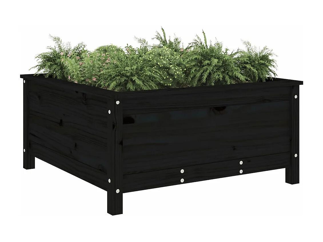Jardinière noir 82,5x82,5x39 bois massif de pin