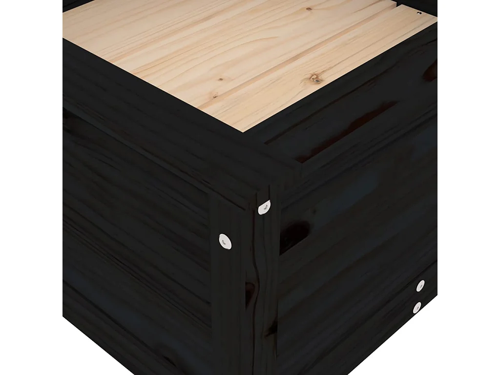 Jardinière noir 82,5x82,5x39 bois massif de pin