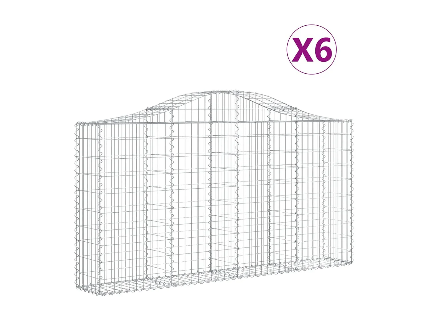 Paniers à gabions arqués 6 pcs 200x30x100-120 Fer galvanisé
