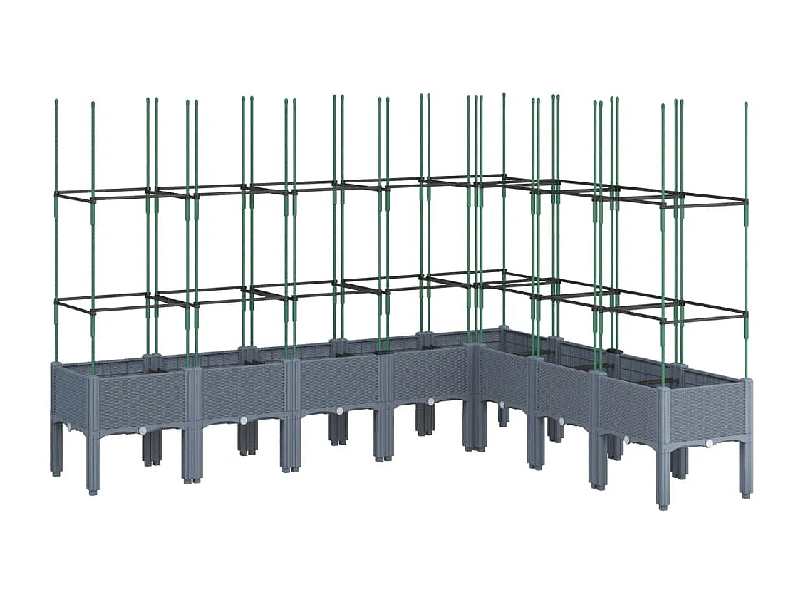 Jardinière avec treillis gris 200x160x142,5 PP