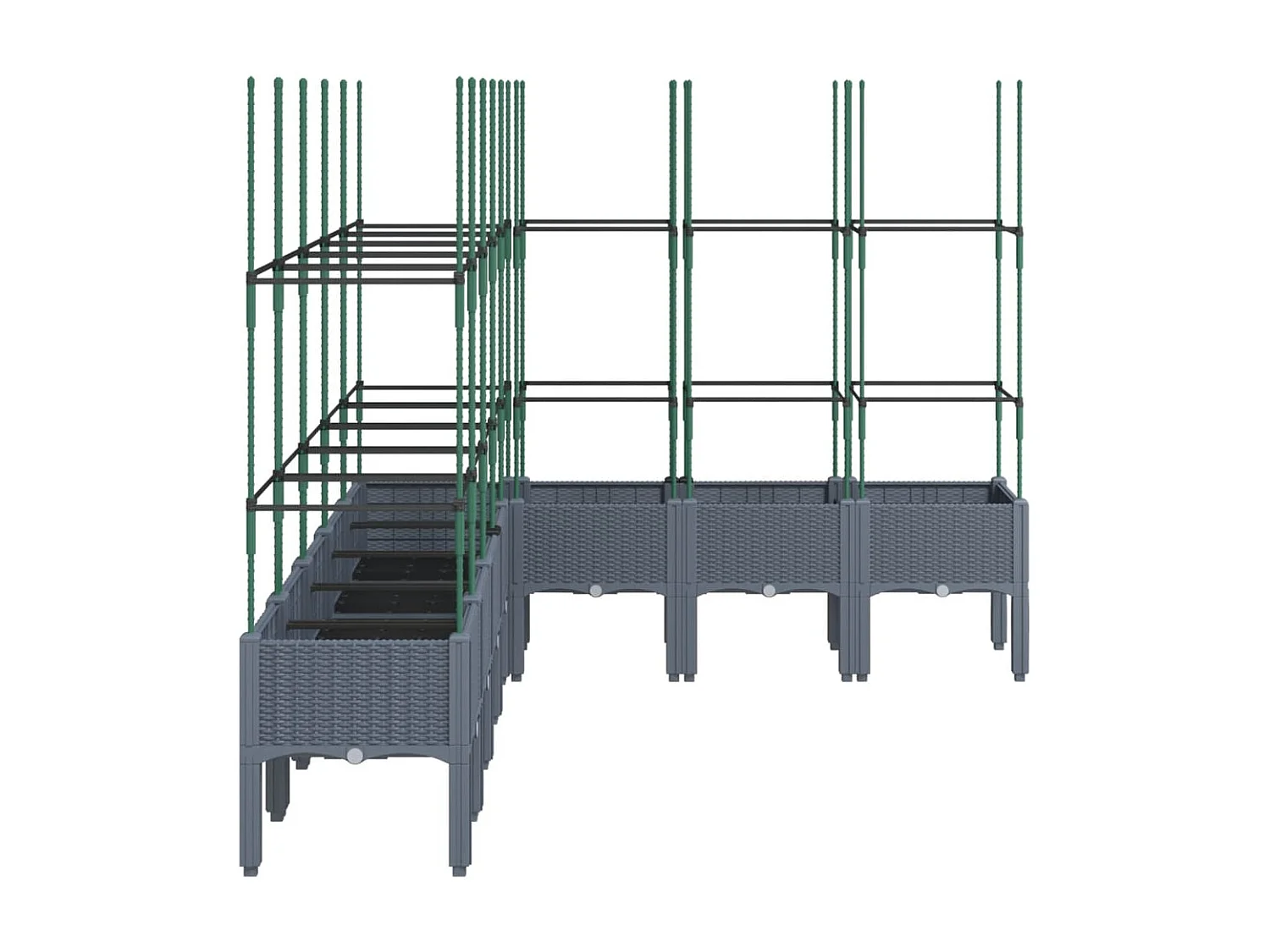 Jardinière avec treillis gris 200x160x142,5 PP