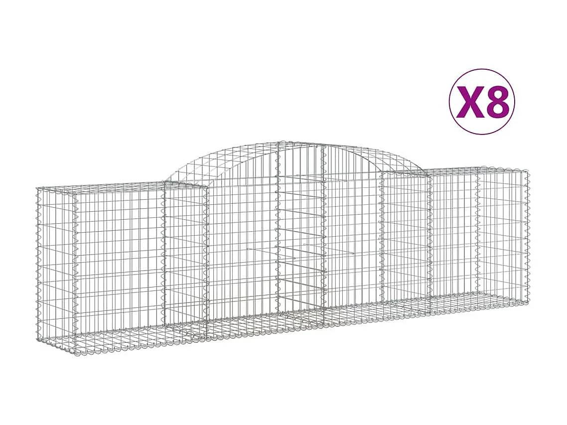 Paniers à gabions arqués 8 pcs 300x50x80-100 fer galvanisé