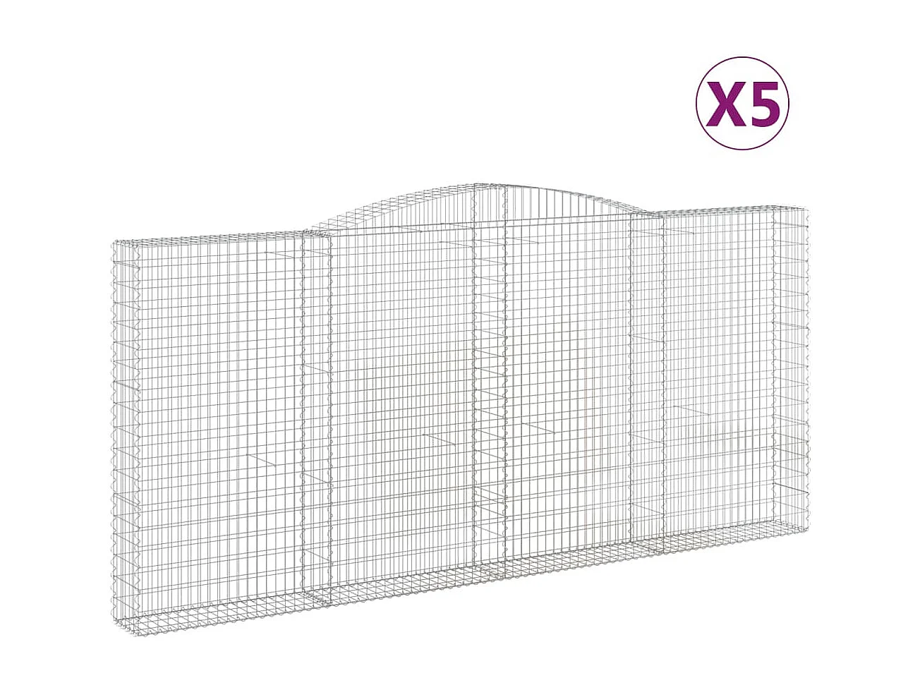 Paniers à gabions arqués 5 pcs 400x30x180-200 Fer galvanisé