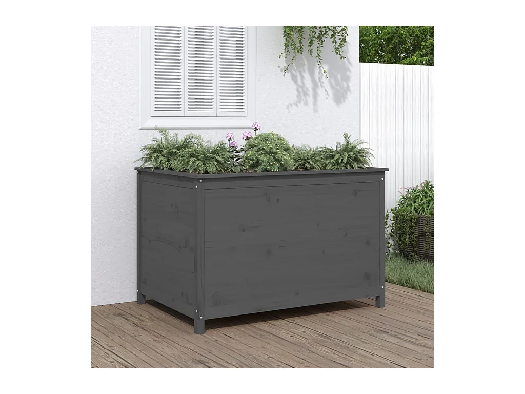 Lit surélevé de jardin gris 119,5x82,5x78 bois de pin massif