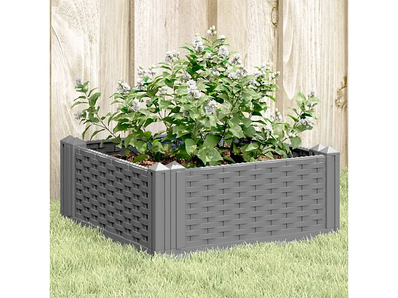 Jardinière avec piquets gris clair 42,5x42,5x28,5 PP
