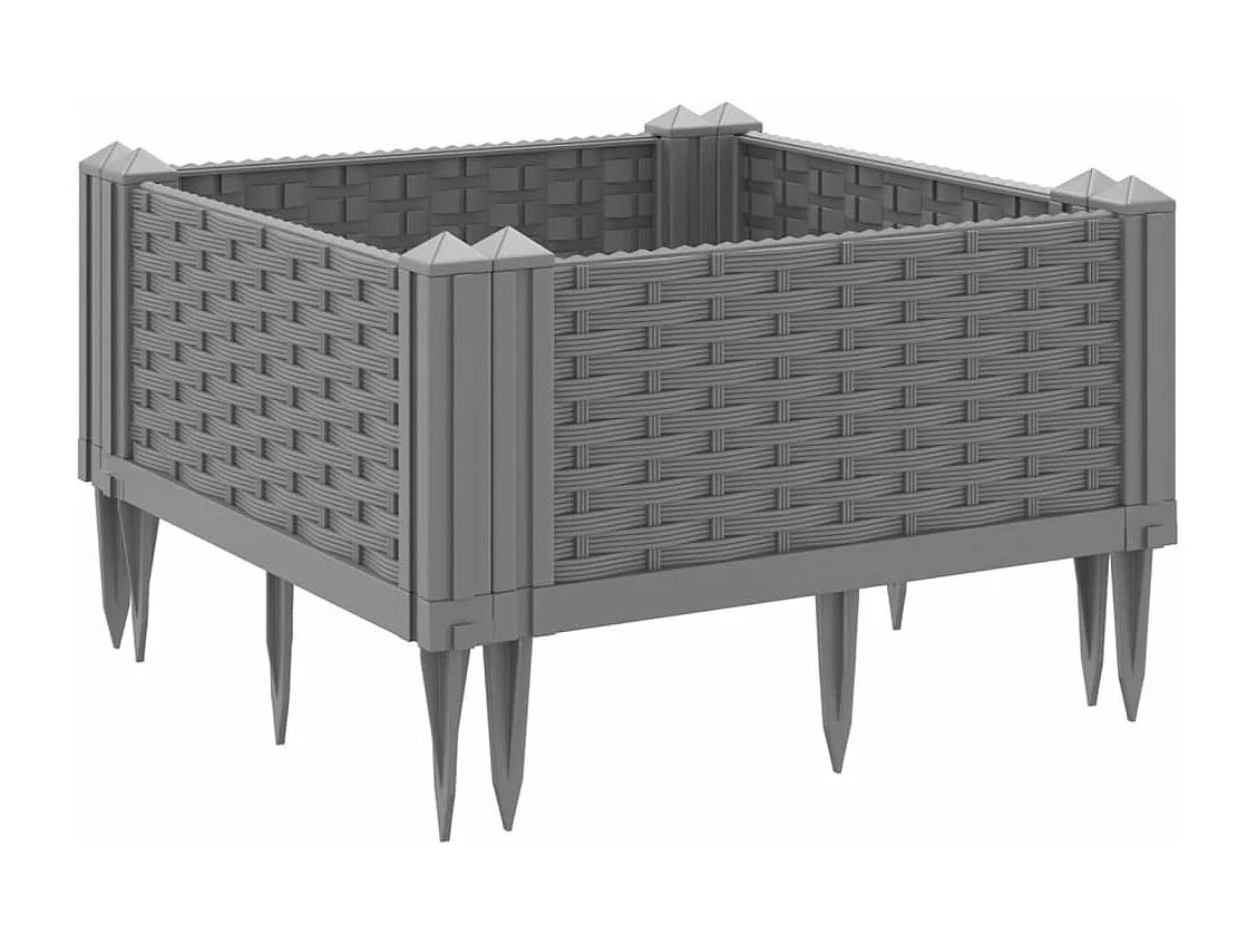 Jardinière avec piquets gris clair 42,5x42,5x28,5 PP