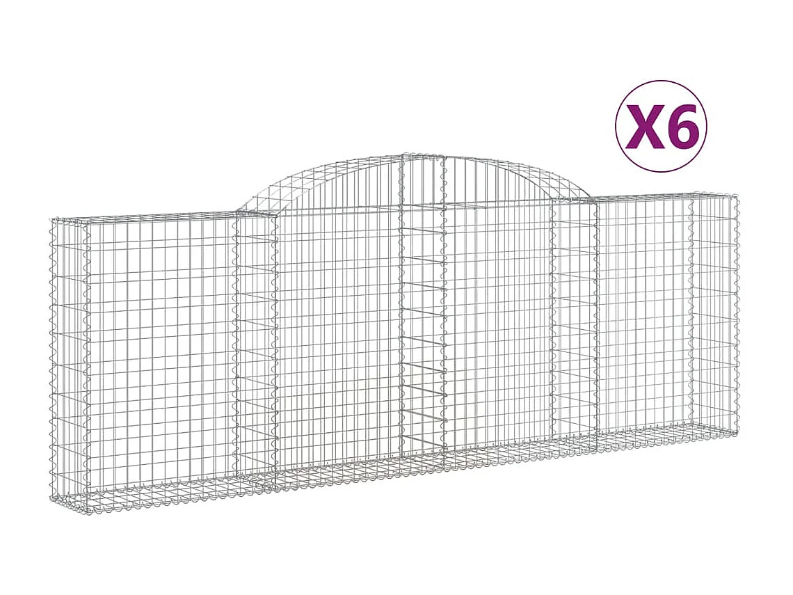 Paniers à gabions arqués 6 pcs 300x30x100-120 fer galvanisé