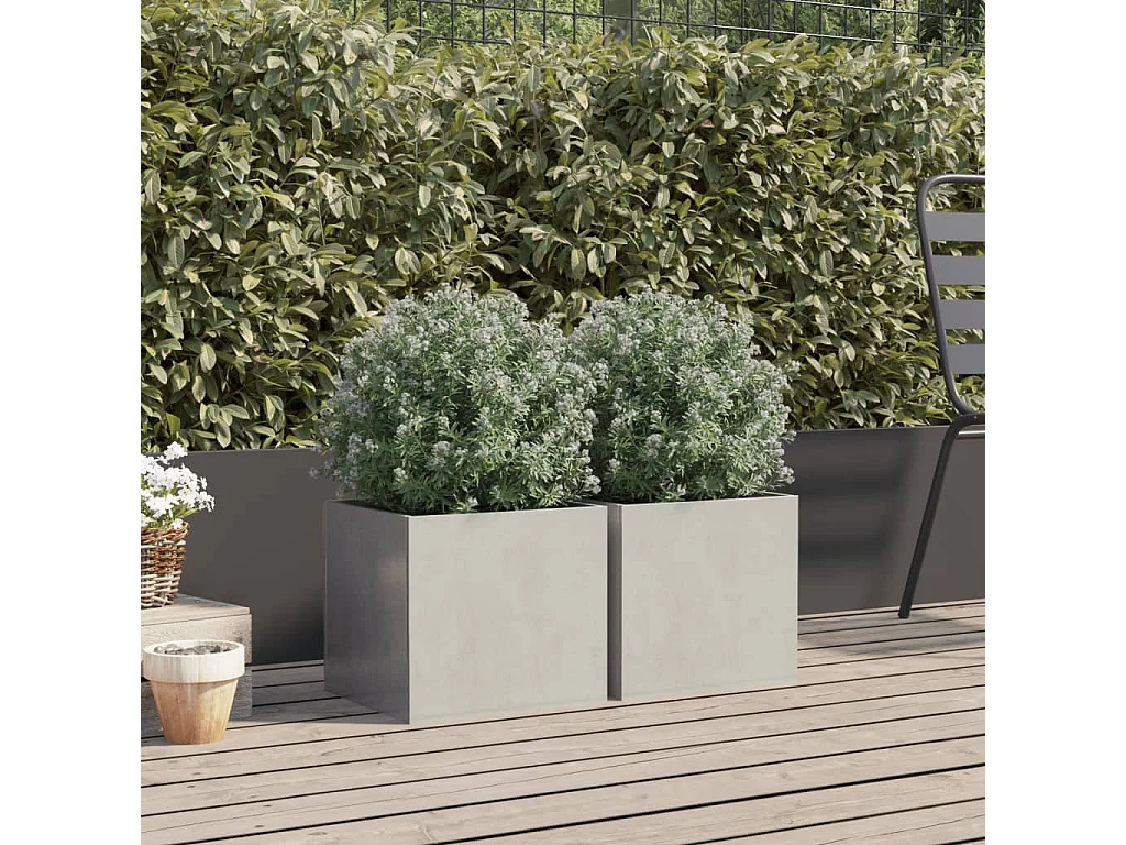 Jardinières 2 pcs argenté 32x30x29 acier inoxydable