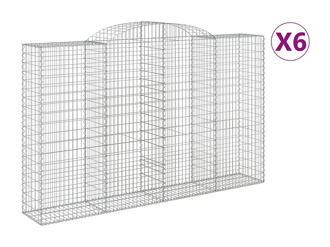 Paniers à gabions arqués 6 pcs 300x50x180-200 fer galvanisé