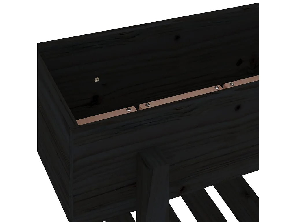 Jardinière noir 62x30x69 bois massif de pin