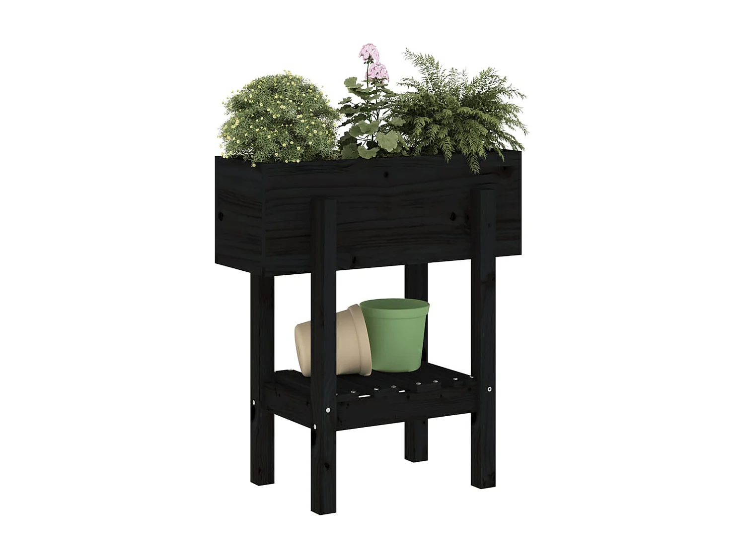 Jardinière noir 62x30x69 bois massif de pin