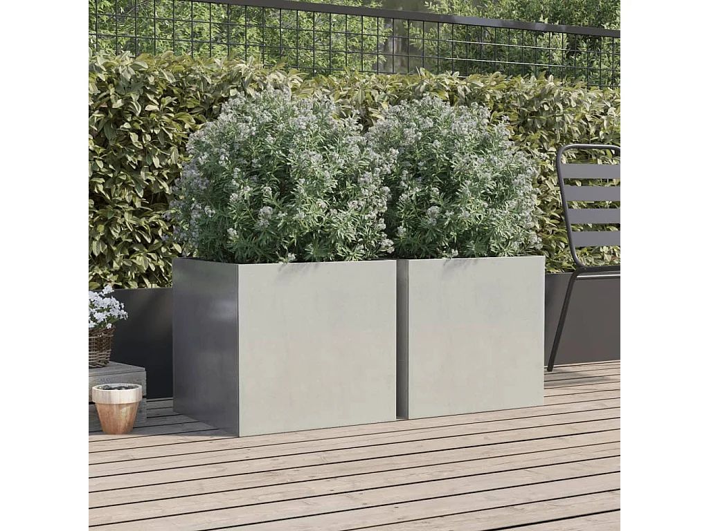Jardinières 2 pcs argenté 49x47x46 acier inoxydable