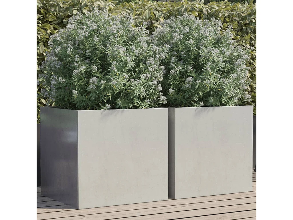 Jardinières 2 pcs argenté 49x47x46 acier inoxydable