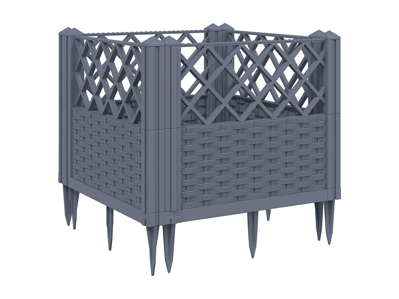Jardinière avec piquets gris 43,5x43,5x43,5 PP