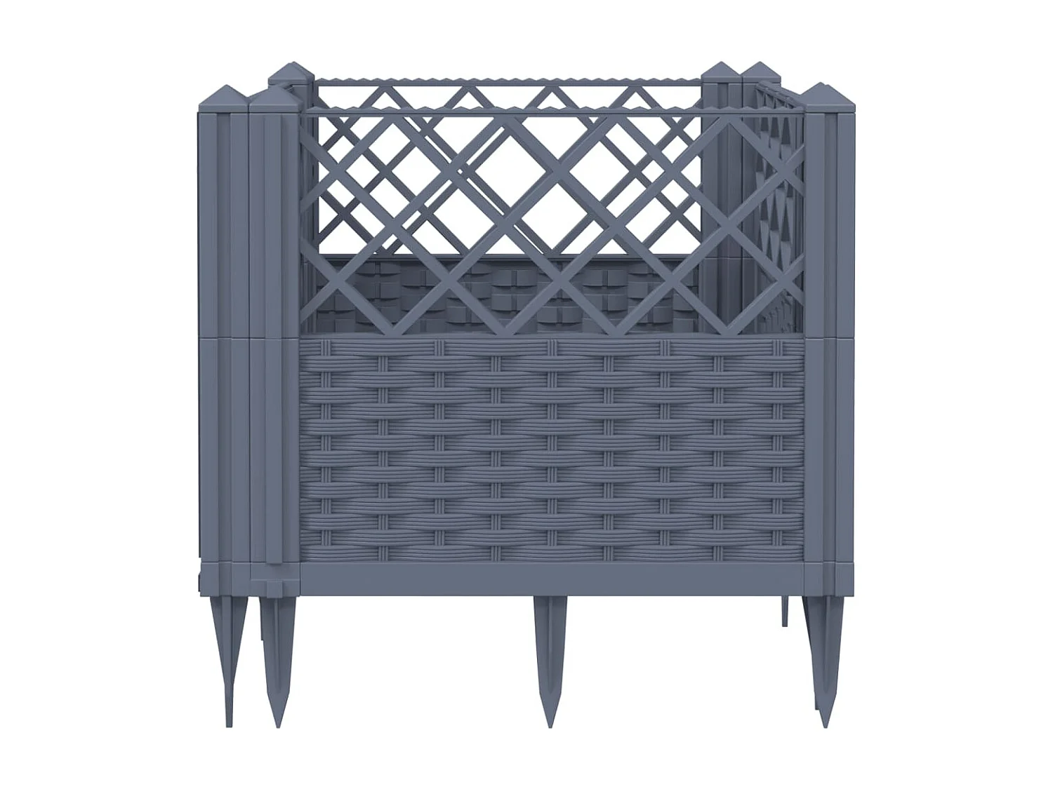 Jardinière avec piquets gris 43,5x43,5x43,5 PP