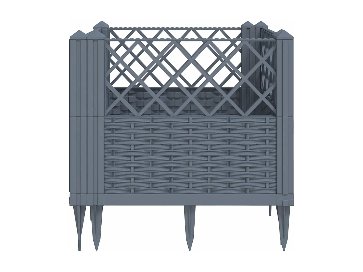 Jardinière avec piquets gris 43,5x43,5x43,5 PP