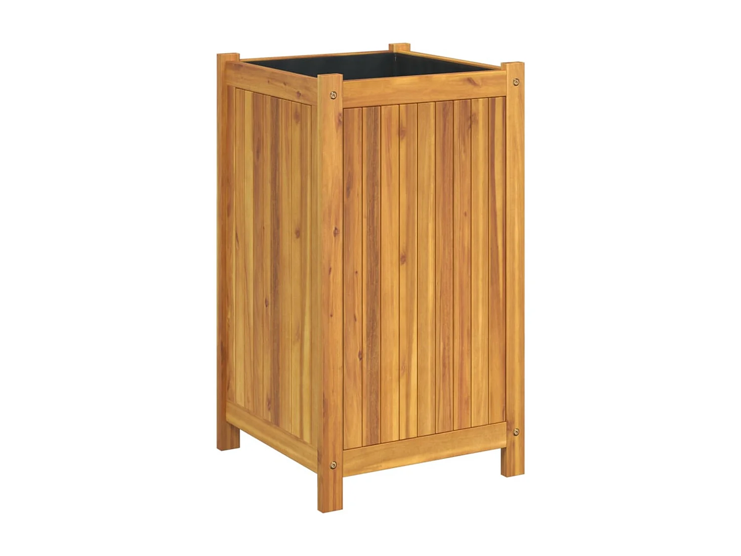 Jardinière avec doublure 42x42x75 bois massif d'acacia