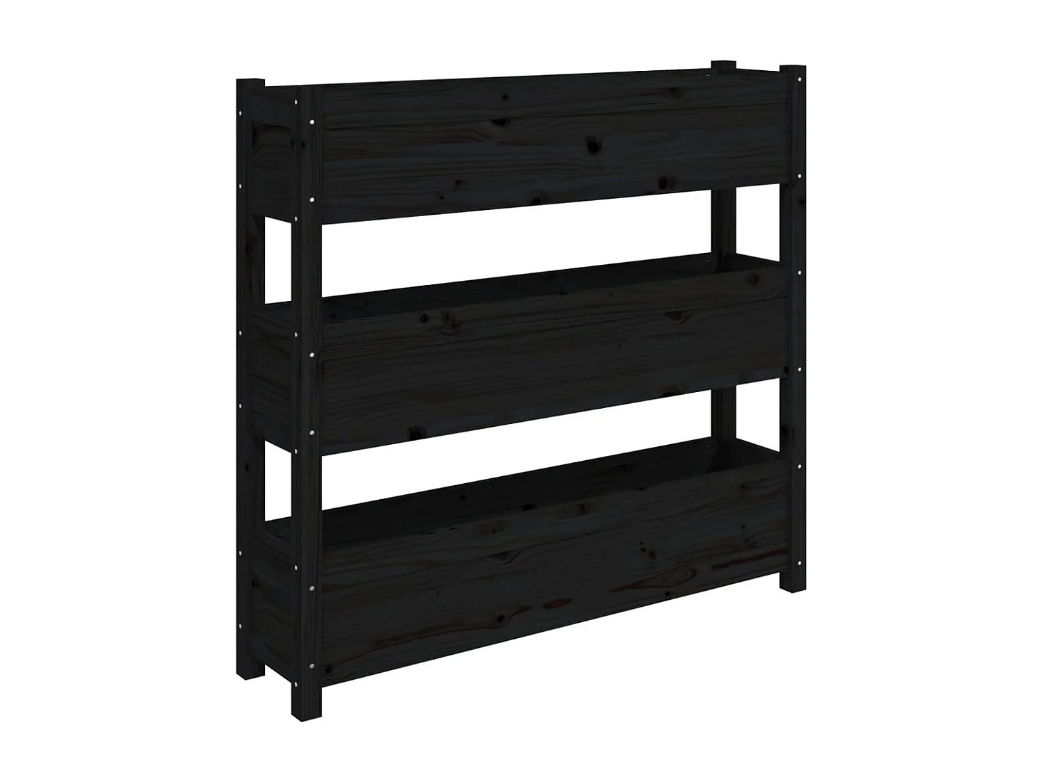 Jardinière Noir 112x25x104,5 Bois massif de pin