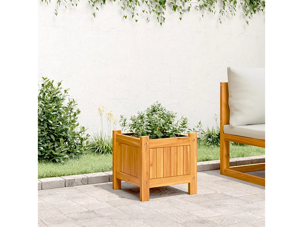 Jardinière avec doublure 31x31x30 bois massif d'acacia
