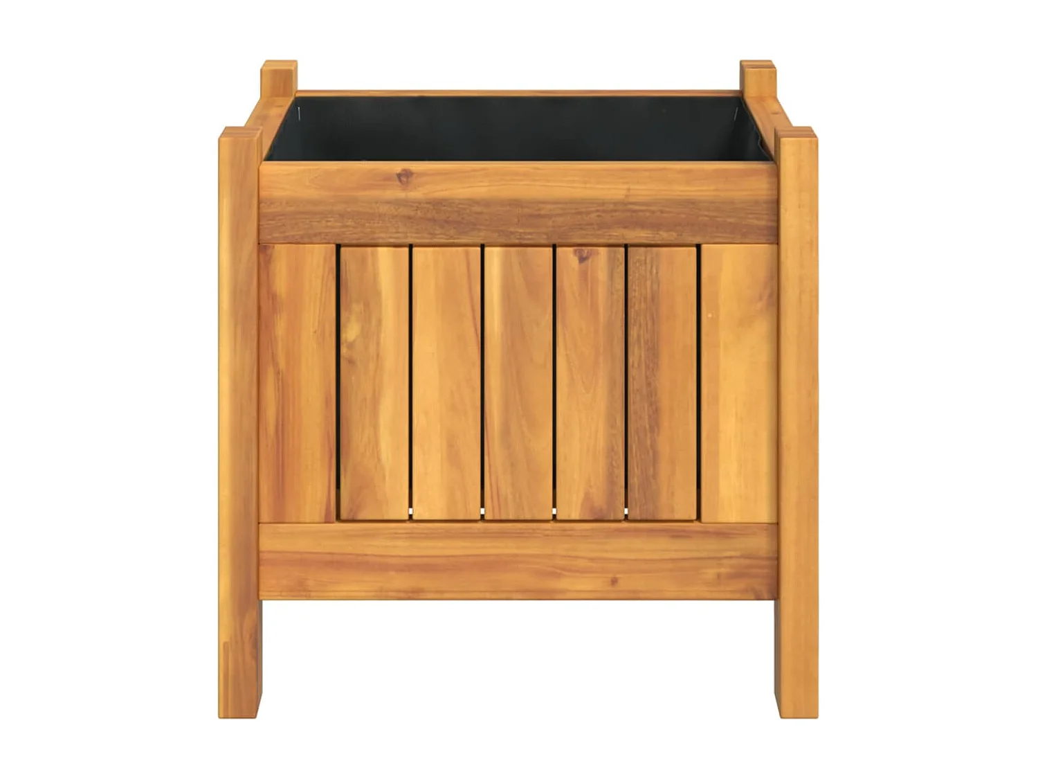 Jardinière avec doublure 31x31x30 bois massif d'acacia