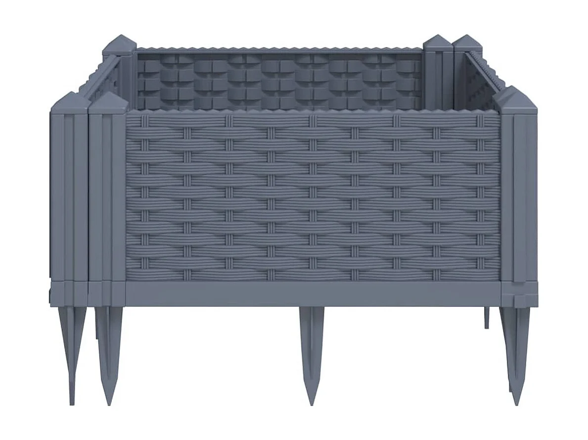 Jardinière avec piquets gris 42,5x42,5x28,5 PP