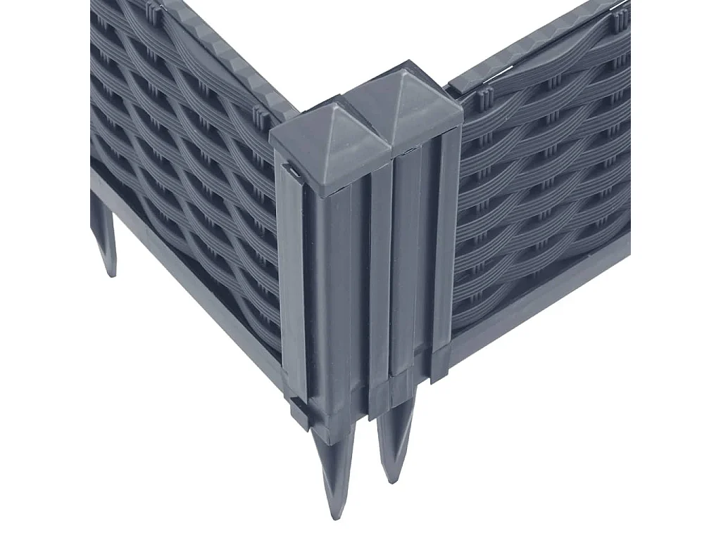 Jardinière avec piquets gris 42,5x42,5x28,5 PP