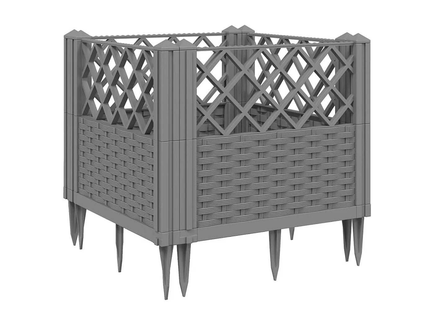 Jardinière avec piquets gris clair 43,5x43,5x43,5 PP