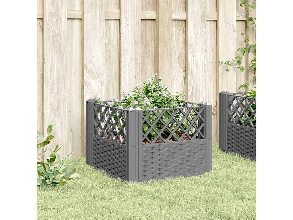 Jardinière avec piquets gris clair 43,5x43,5x43,5 PP